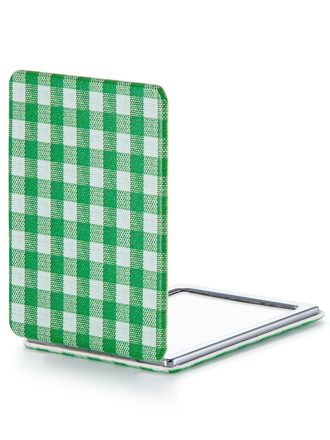 OMIRO 1X/10X Compact Magnifying Mirror, Unique Plaid Pattern Pocket Mirror with Classic PU Leather, Round, Blue Plaid