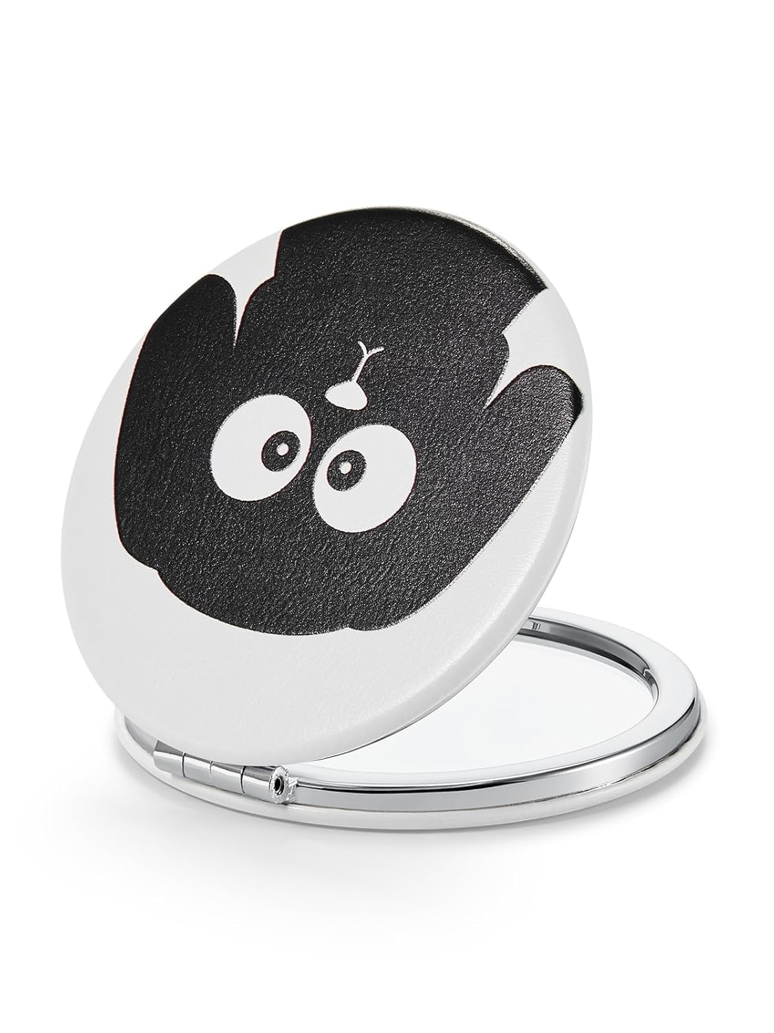 OMIRO 1X/10X Compact Magnifying Mirror, Unique Painting Pocket Mirror with Classical PU Leather (Round)