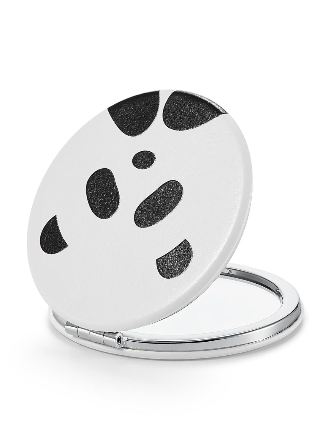 OMIRO 1X/10X Compact Magnifying Mirror, Unique Painting Pocket Mirror with Classical PU Leather (Round)