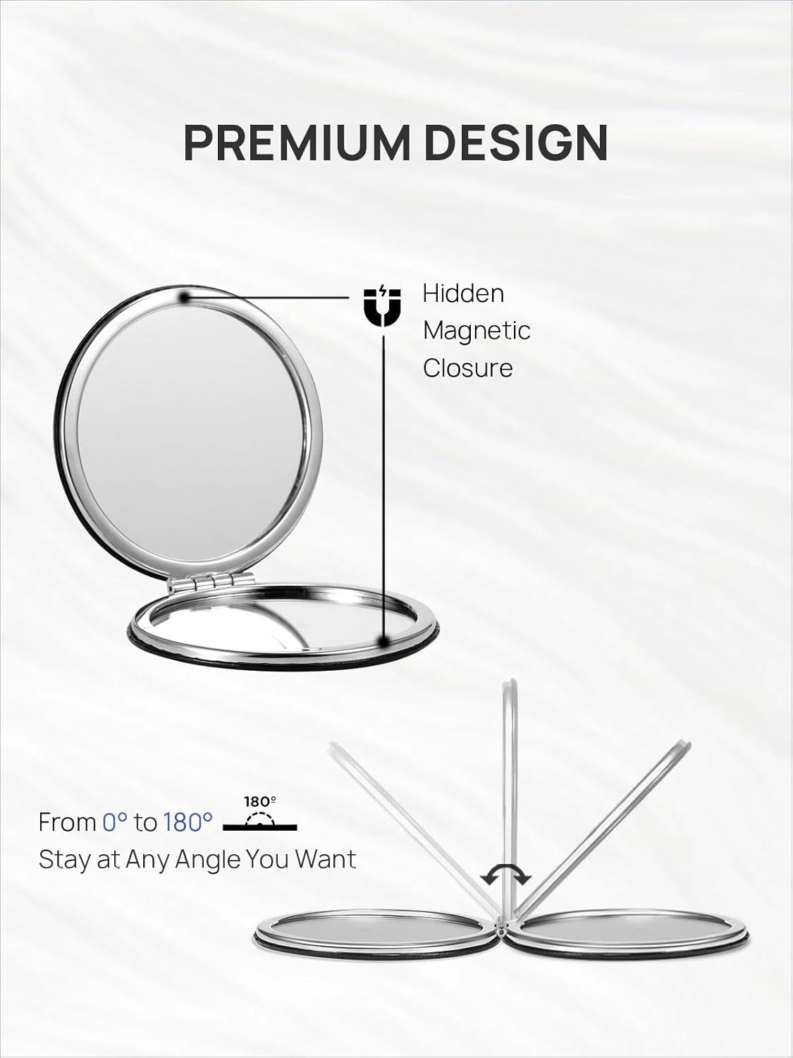 OMIRO Compact Magnifying Mirror, Unique Painting Pocket Mirror with Classical PU Leather