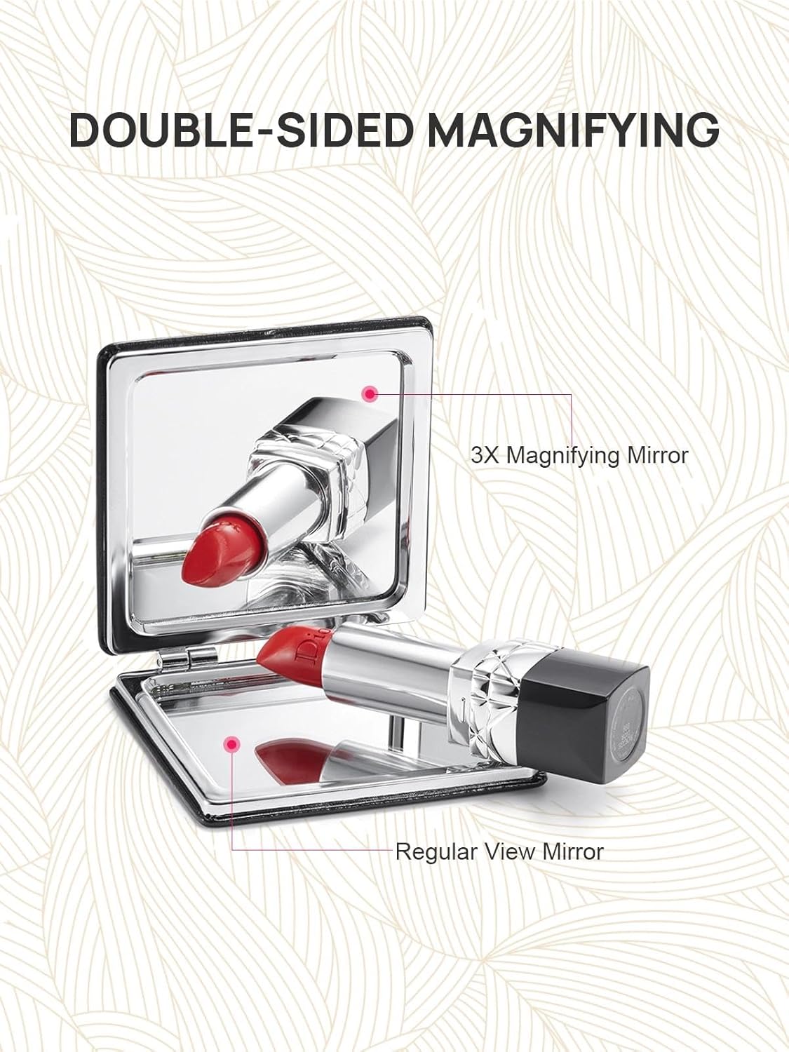 OMIRO 1X/3X Magnifying Mirror, Unique Painting Compact Mirror with Classical PU Leather