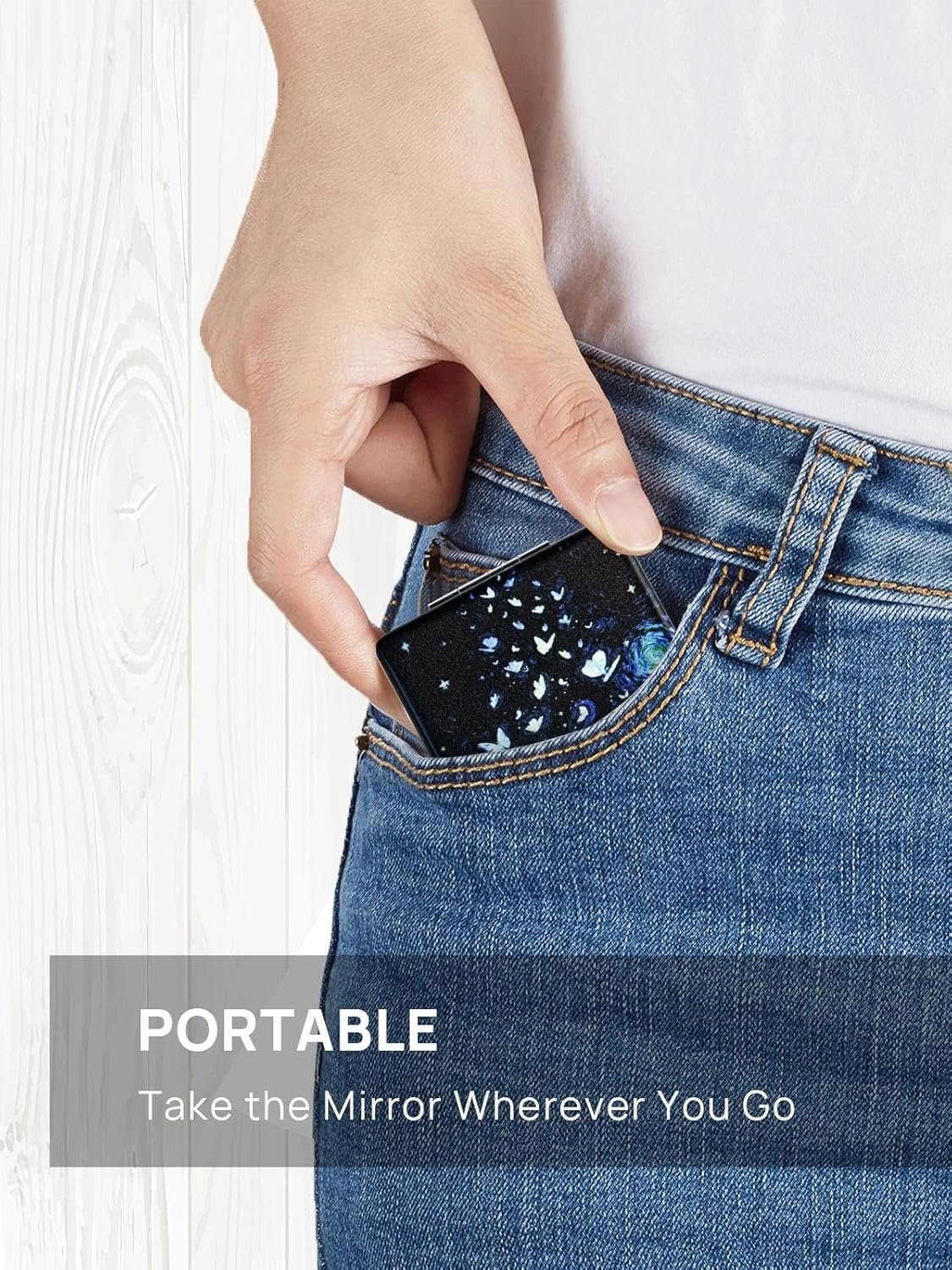 OMIRO 1X/3X Magnifying Mirror, Unique Painting Compact Mirror with Classical PU Leather