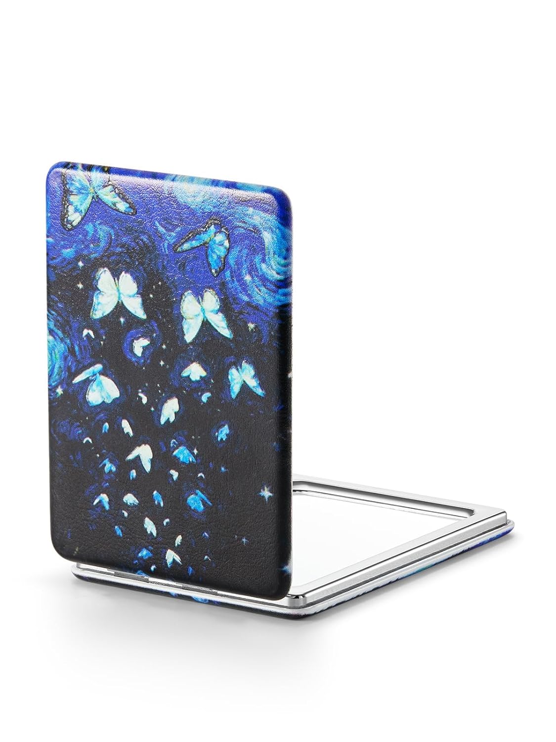 OMIRO 1X/3X Magnifying Mirror, Unique Painting Compact Mirror with Classical PU Leather