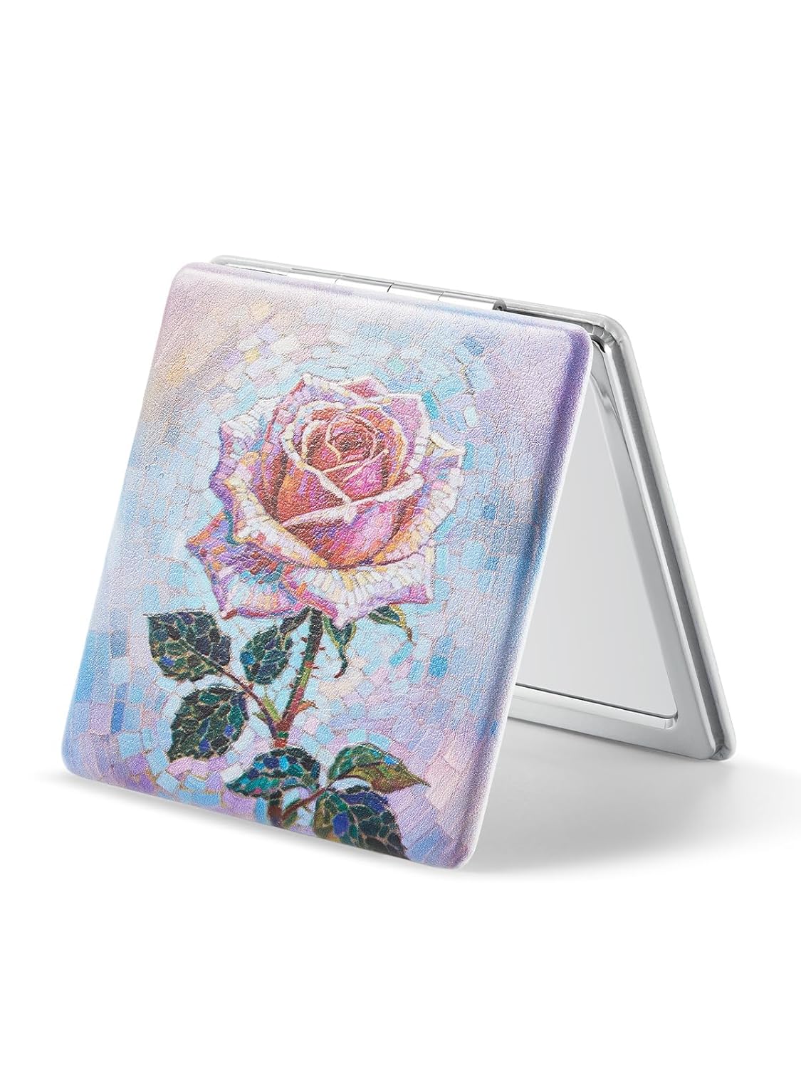 OMIRO 1X/3X Magnifying Mirror, Unique Painting Compact Mirror with Classical PU Leather