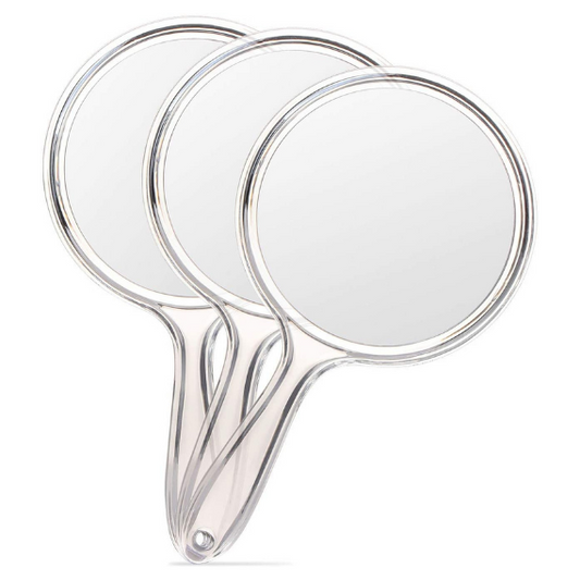OMIRO håndspejl, dobbeltsidet håndholdt spejl 1X/3X forstørrelsesspejl med håndtag, sæt med 3