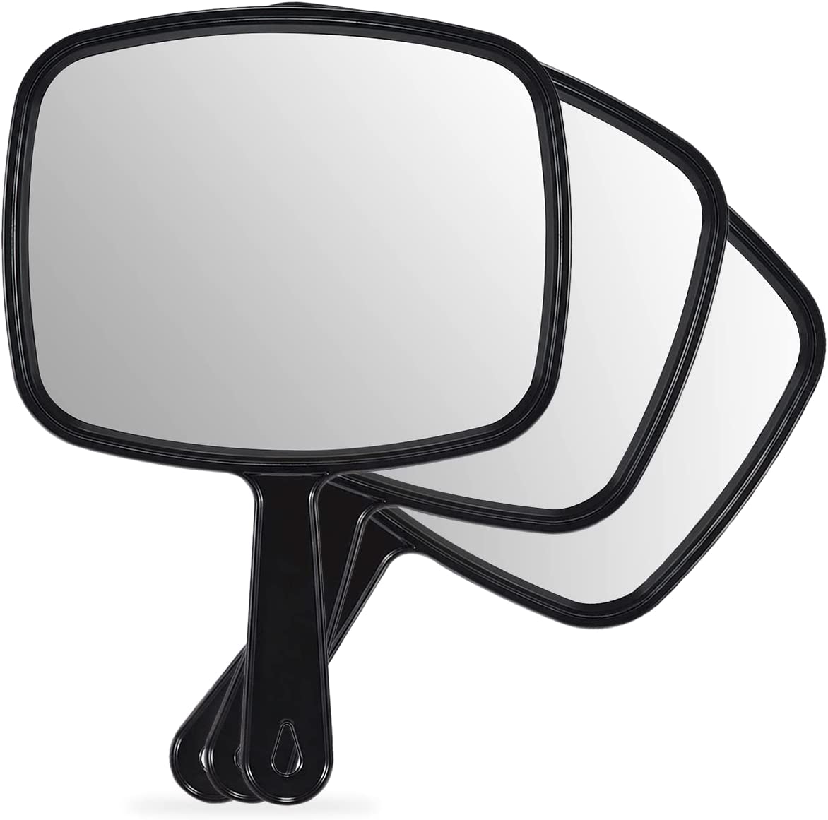 Miroir à main OMIRO, miroir à main entièrement noir avec poignée, 6,3" W x 9,6" L
